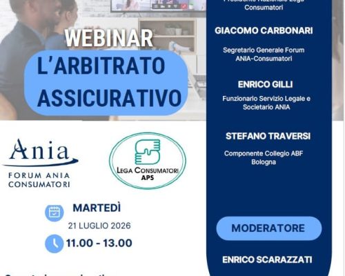 WEBINAR: L’ARBITRATO ASSICURATIVO – 21 LUGLIO – ORE 11.00