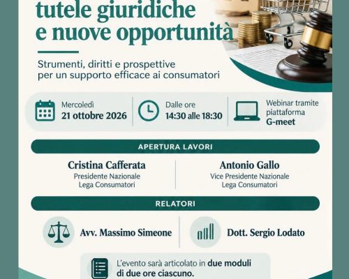 Webinar Credito al Consumo, tutele giuridiche e nuove opportunità